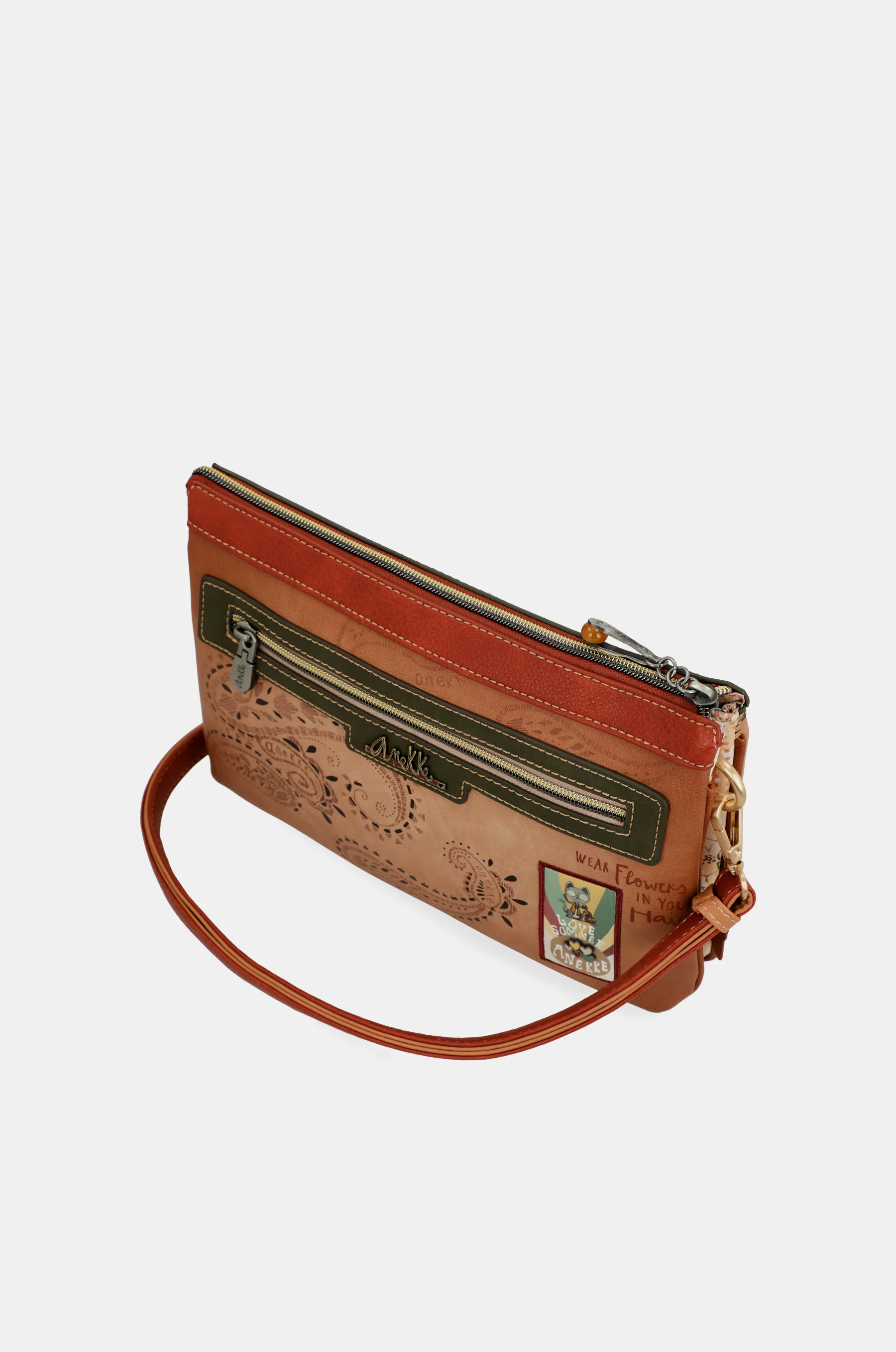 Peace & Love camel print crossbody bag - Image 9