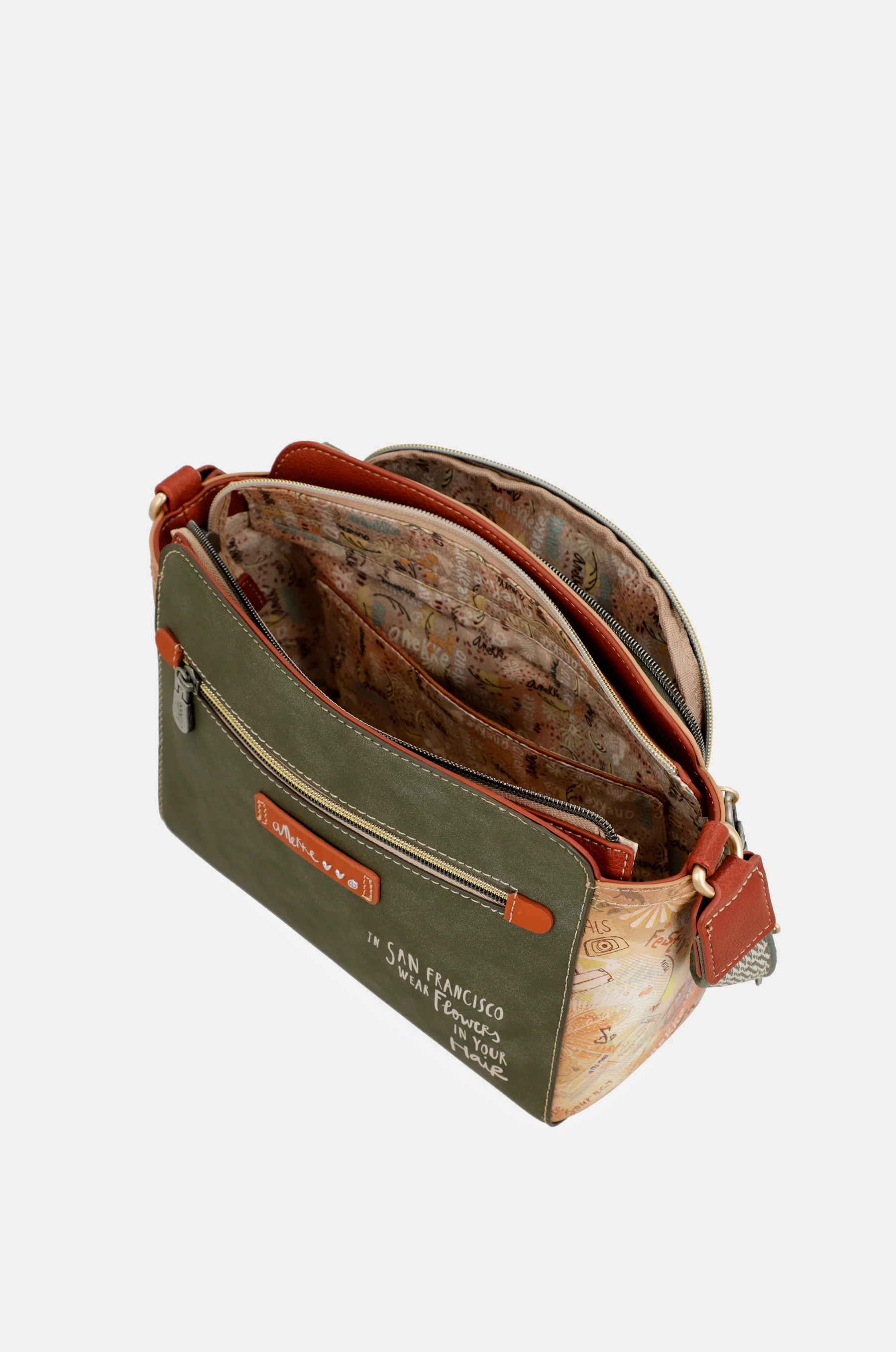 Peace & Love camel rectangular crossbody bag - Image 5