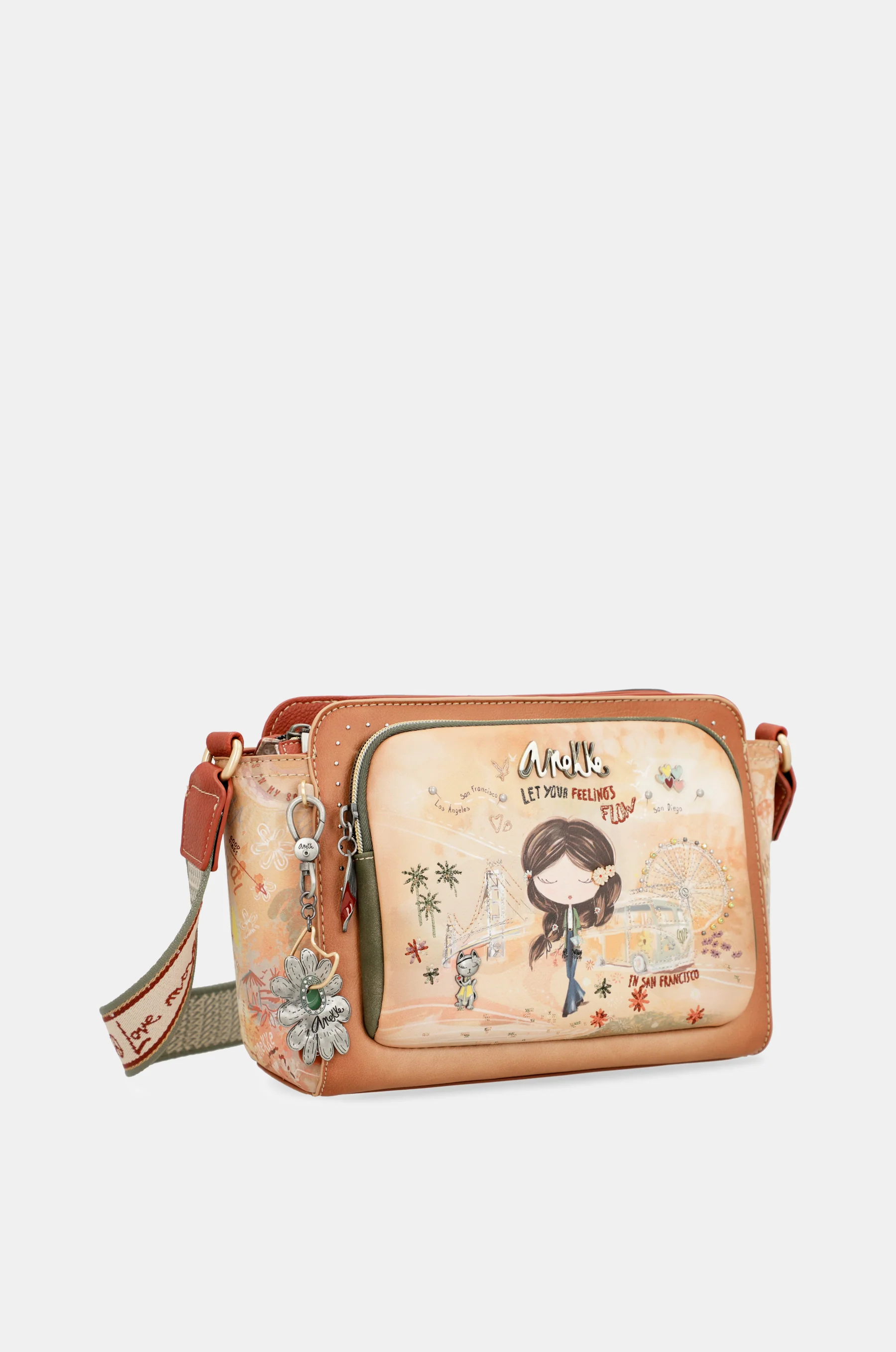 Peace & Love camel rectangular crossbody bag - Image 7