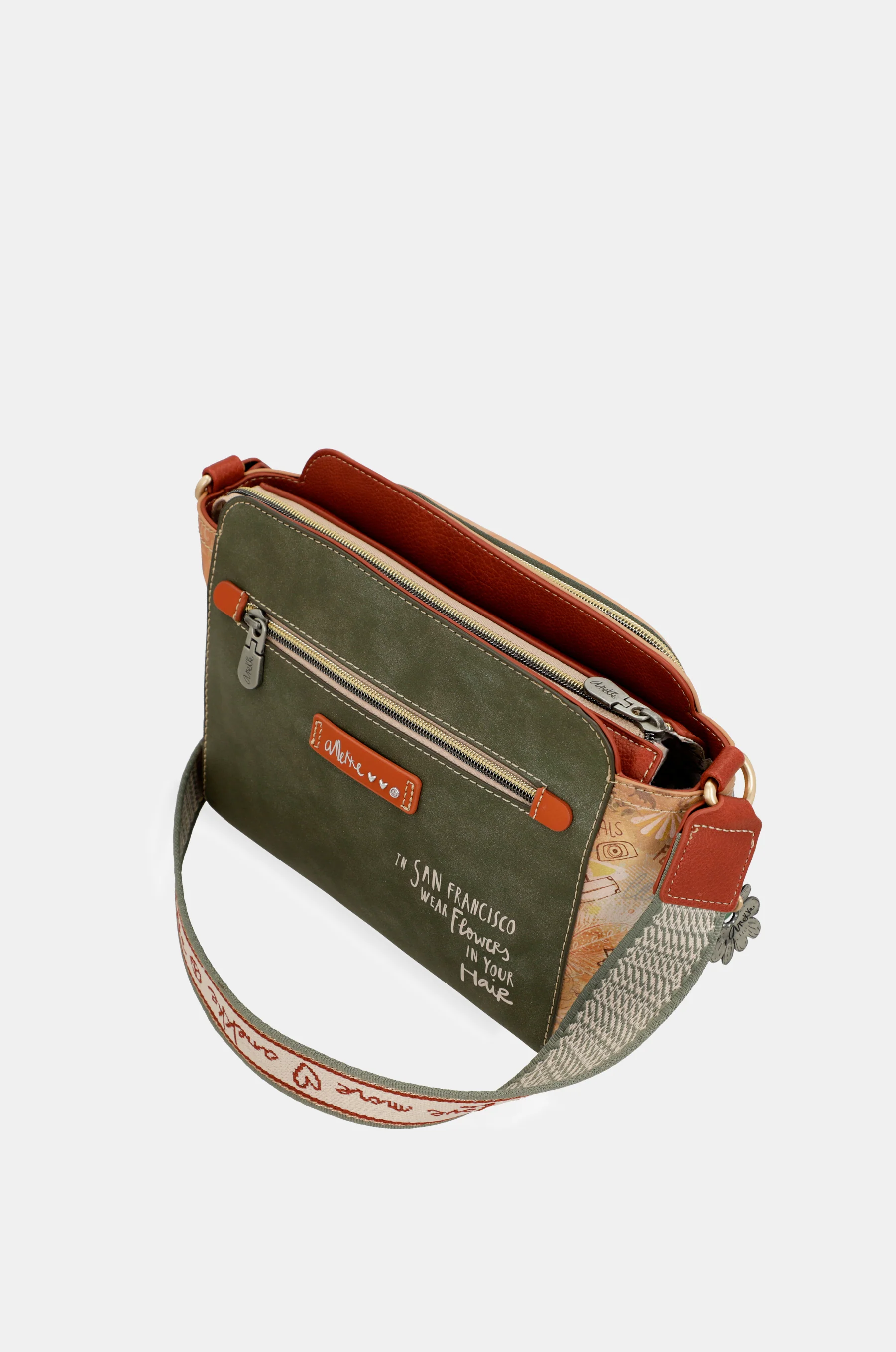 Peace & Love camel rectangular crossbody bag - Image 9
