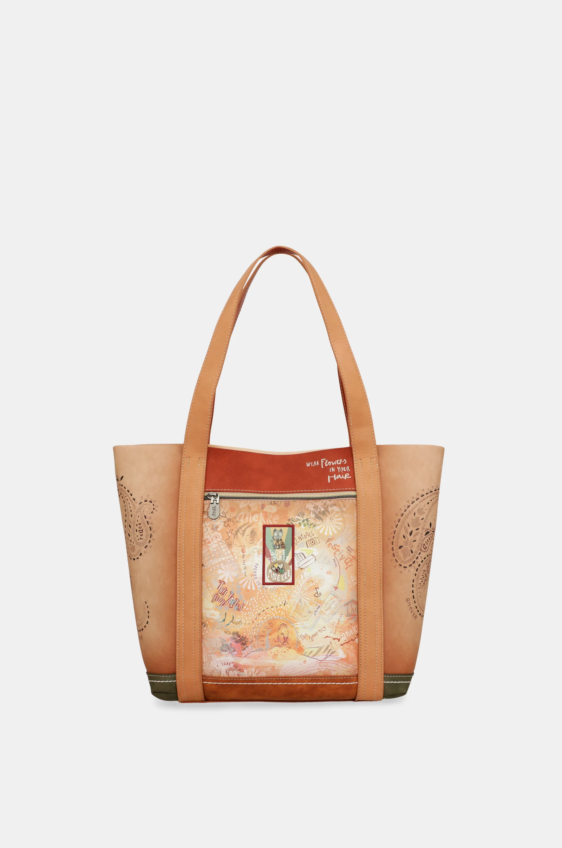 Peace & Love camel shopping bag - Image 3
