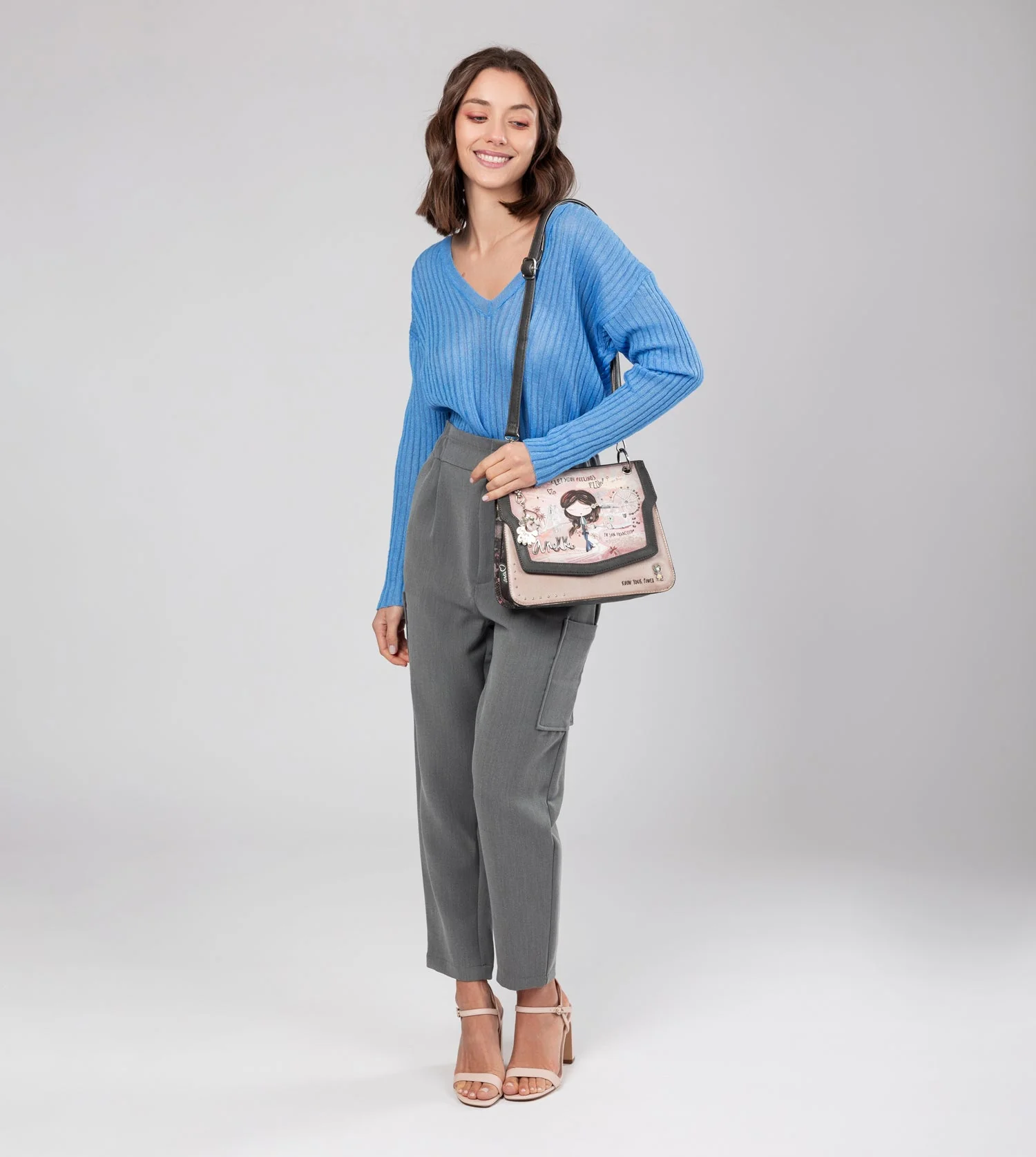 Peace & Love pink flap bag - Image 6