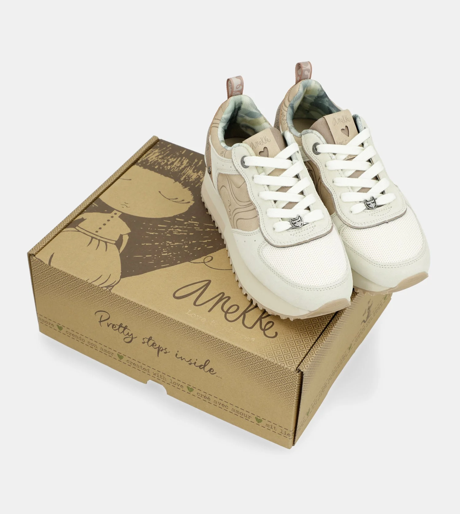 Beige platform sneakers - Image 6