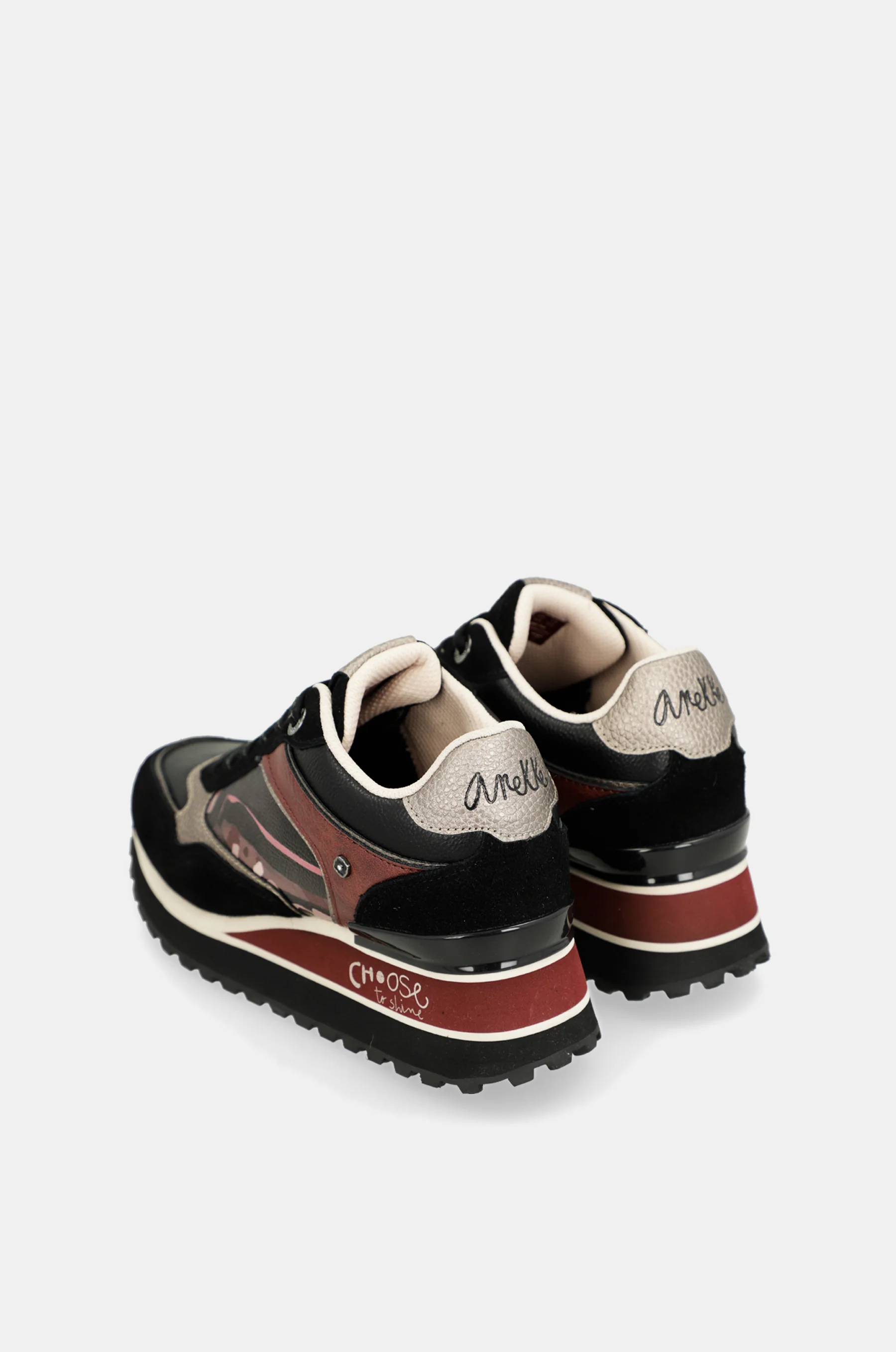 Printed black platform sneakers - Image 4