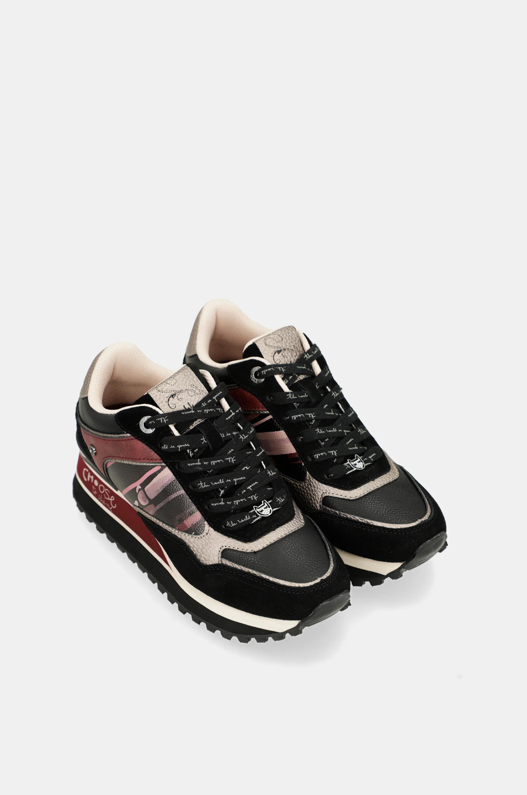 Printed black platform sneakers - Image 5