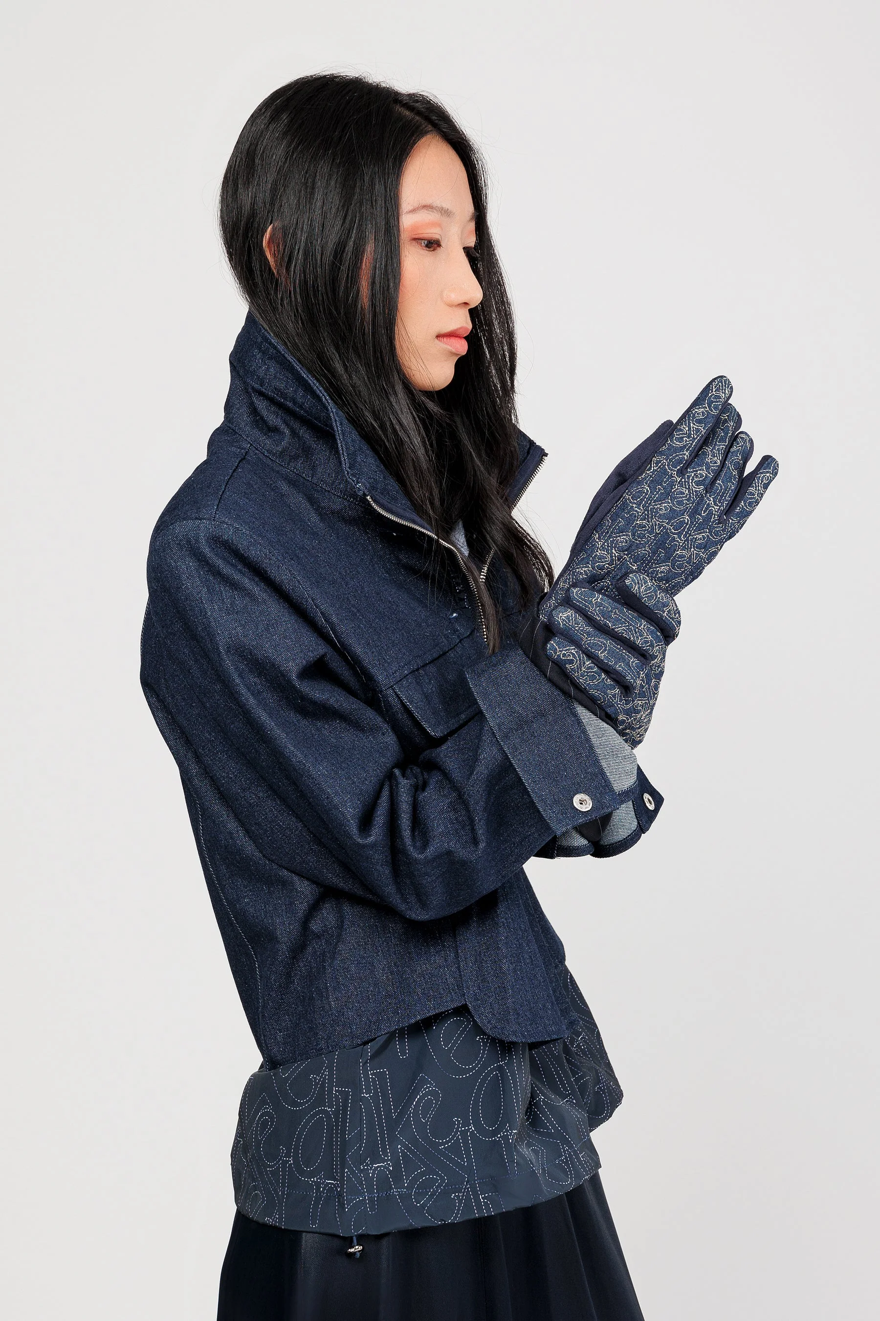 Printed denim gloves - Image 4
