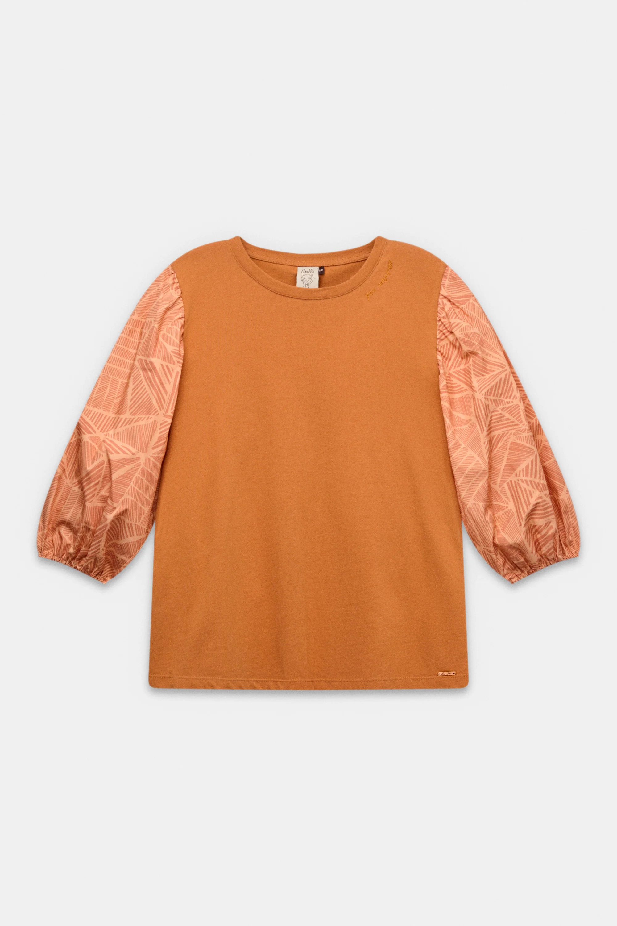 Puff-sleeve T-shirt with print