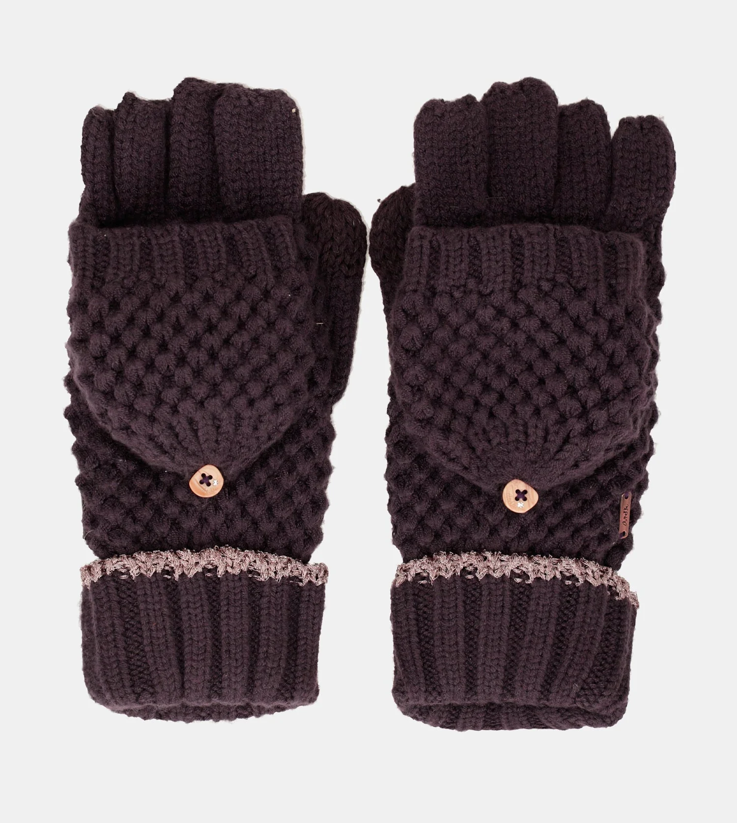 Purple knitted mittens - Image 4