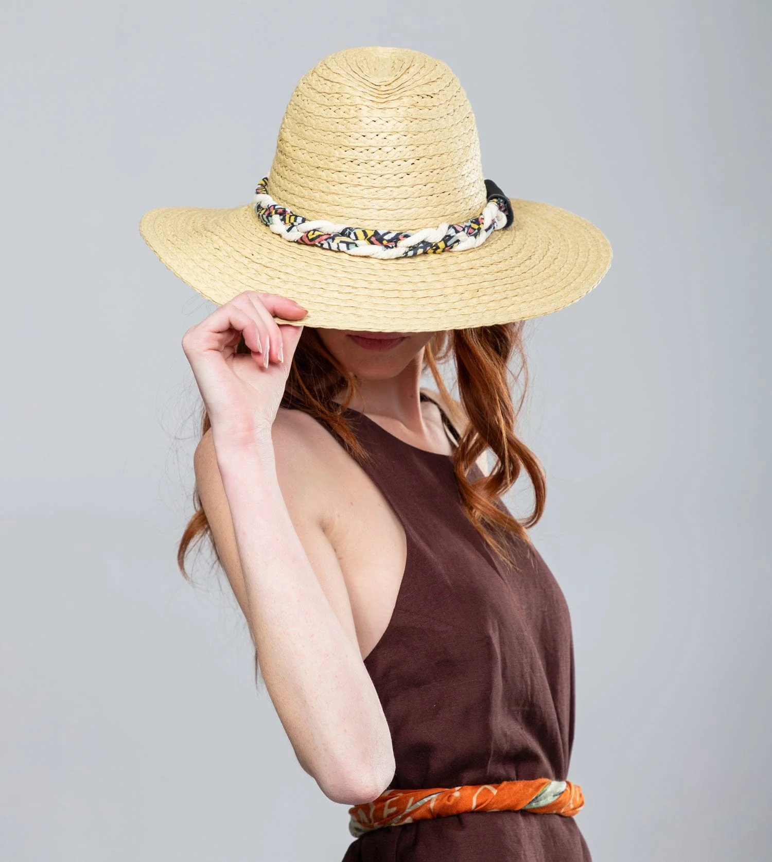 Raffia hat, brown - Image 2