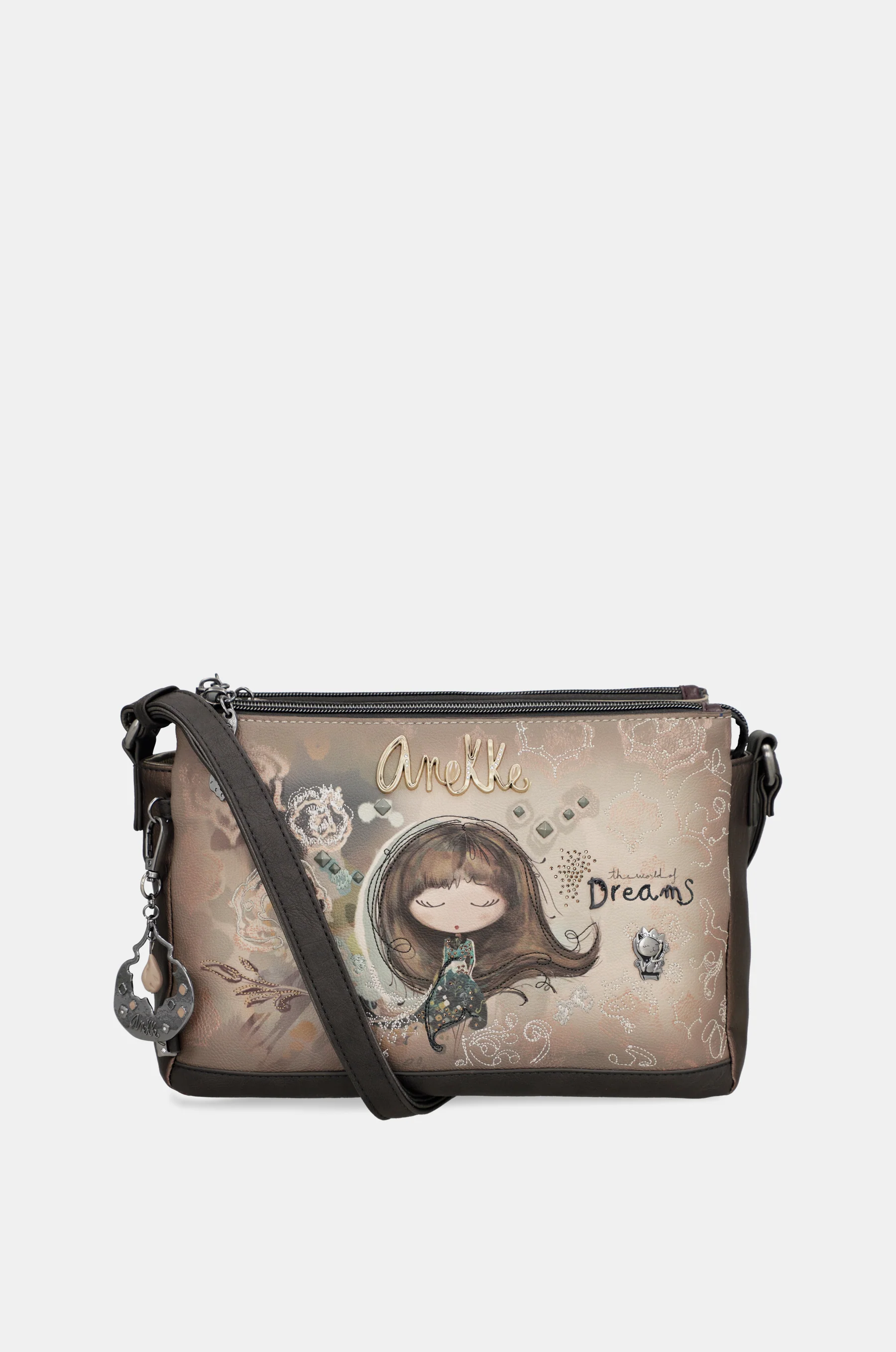 Real 3-compartment printed crossbody bag - Image 7