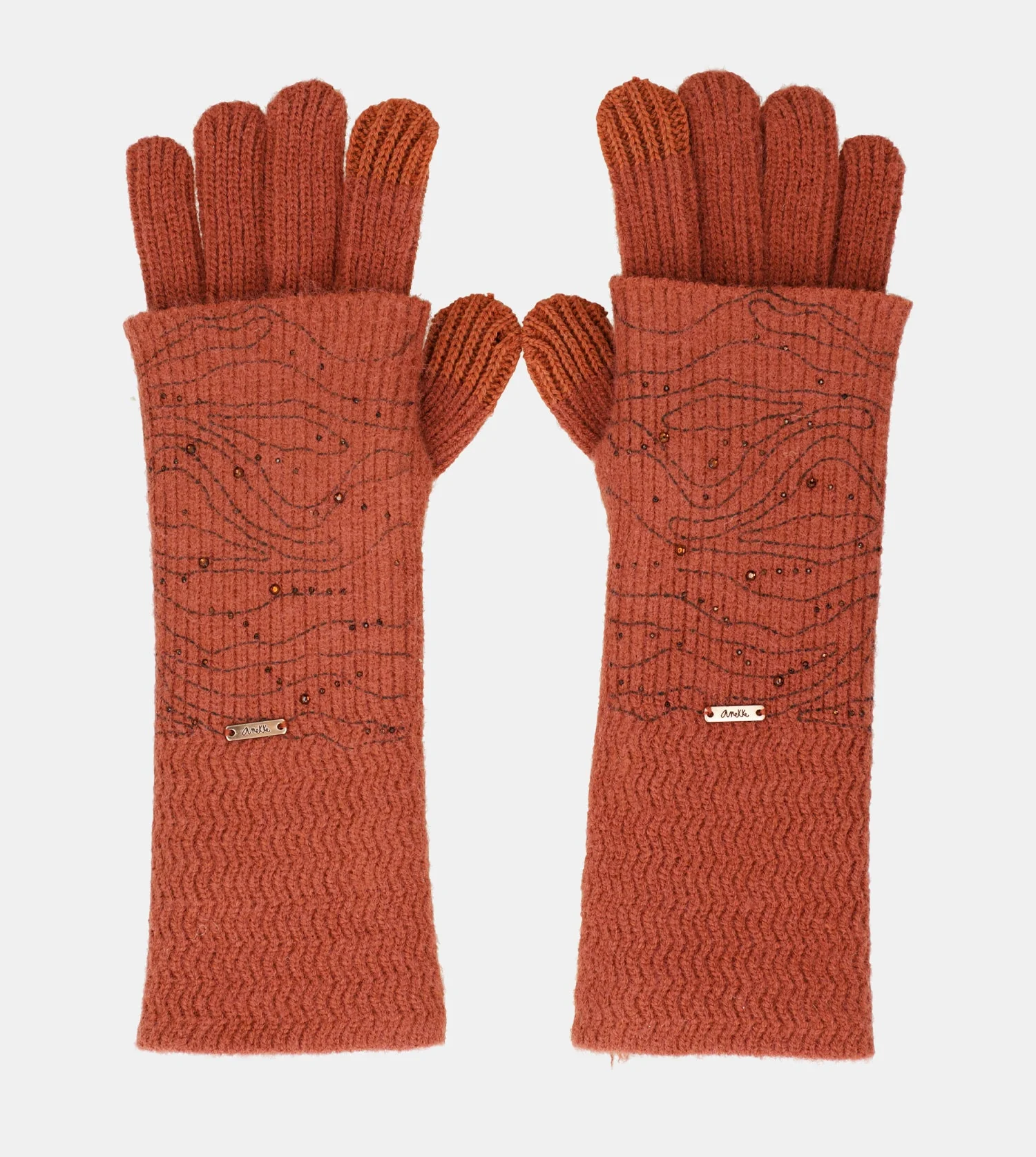 Red knitted gloves - Image 3