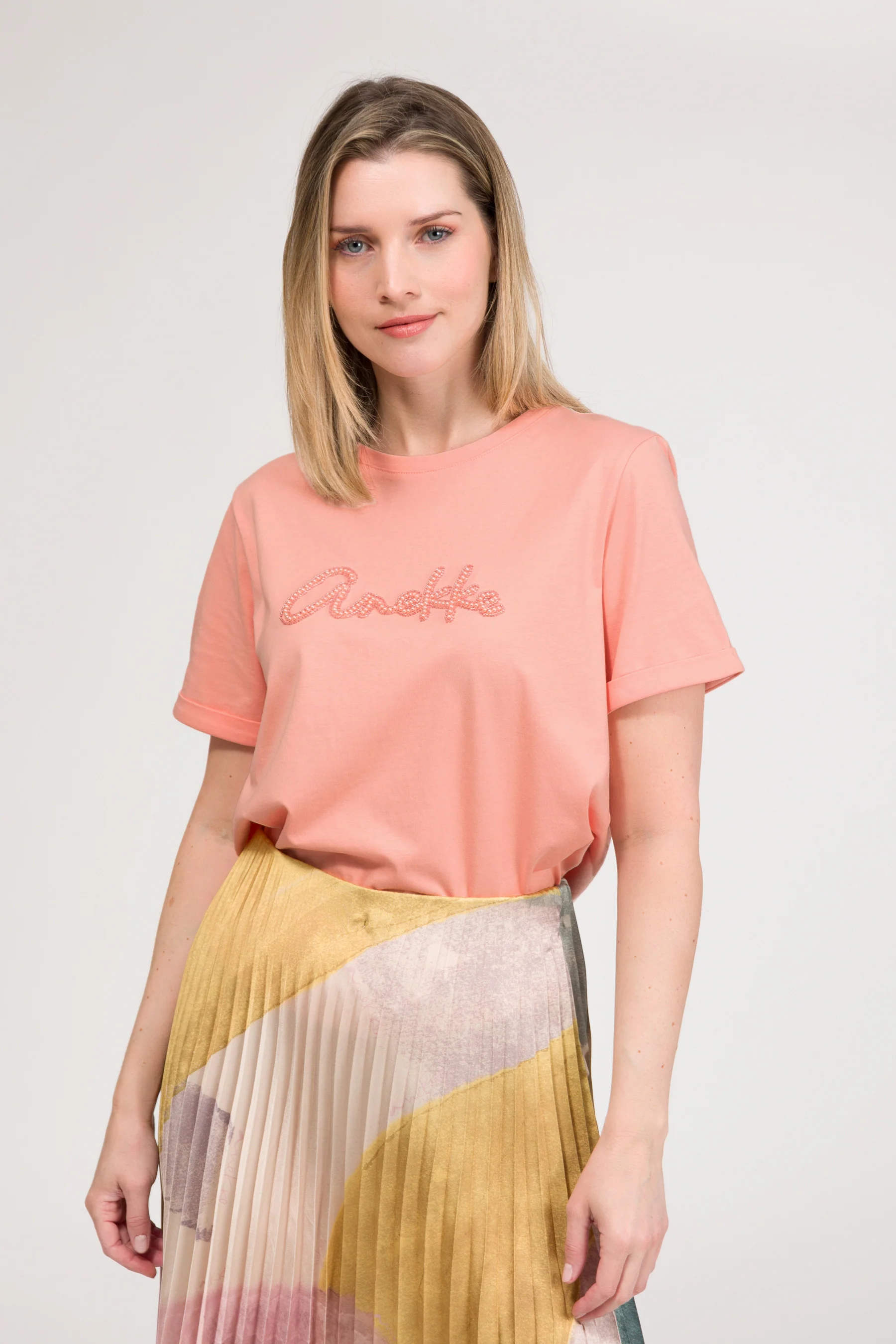 Salmon T-shirt with logo - Image 2