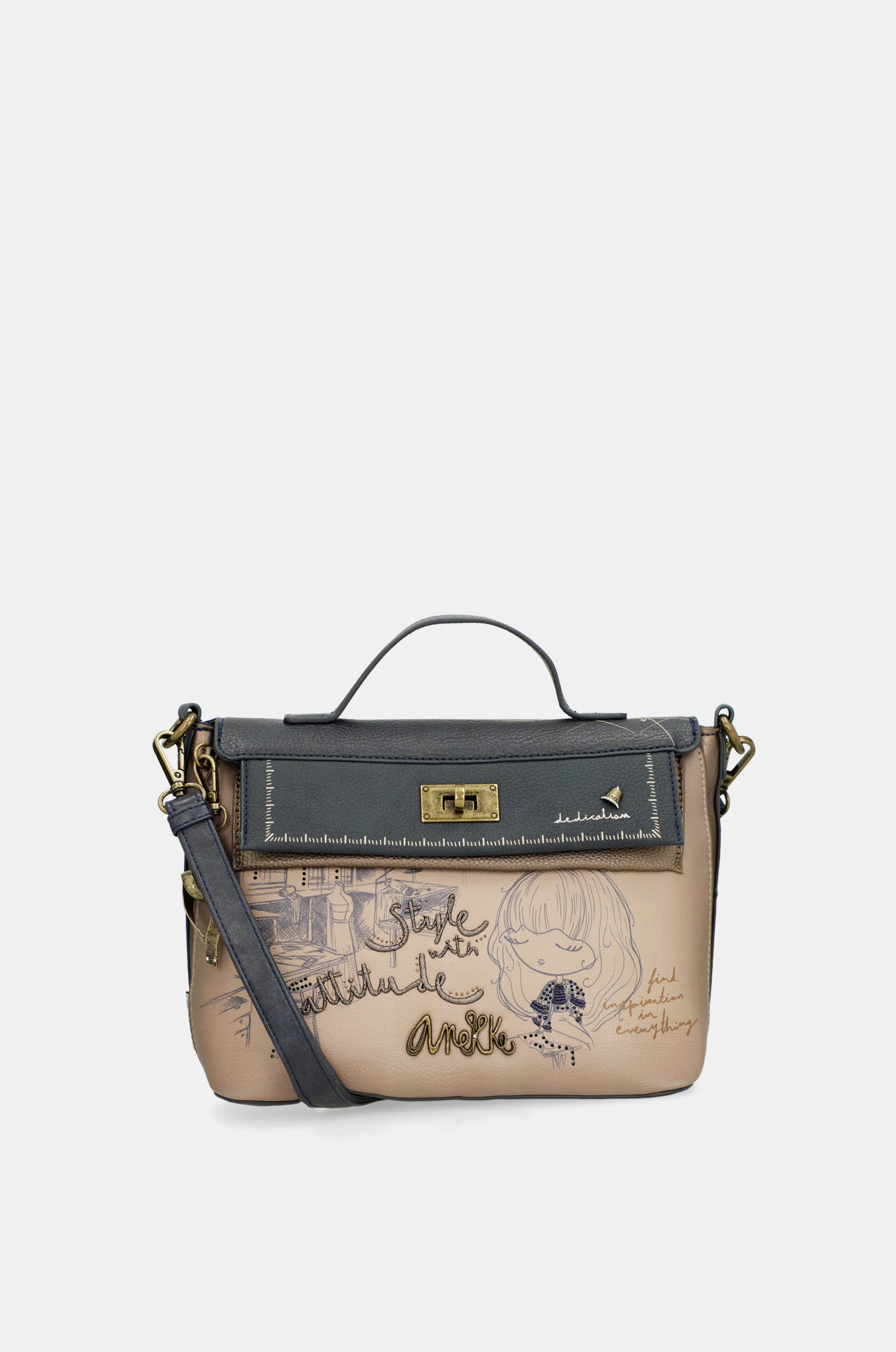 Studio crossbody bag with flap and short handle - Image 9