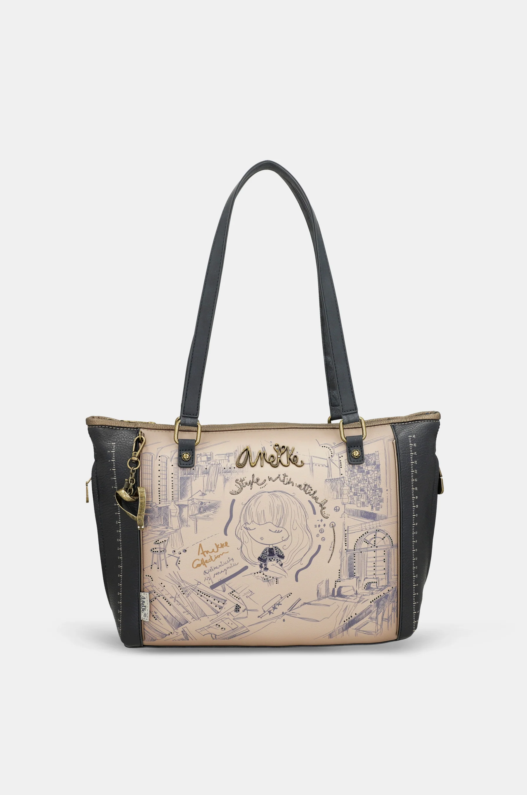 Studio shopper bag with shoulder strap