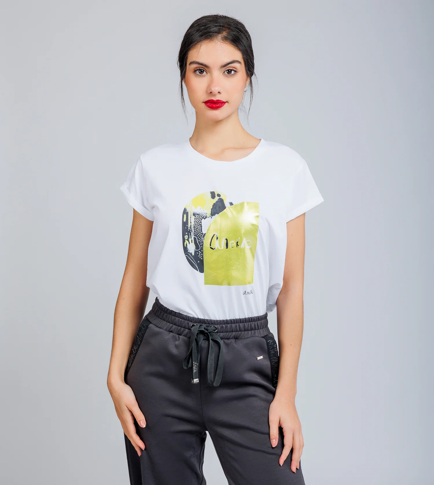 White and gold short-sleeve T-shirt Anekke - Image 5