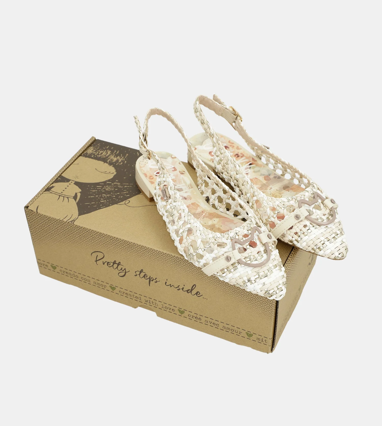 White and pink slingback ballet flats - Image 2