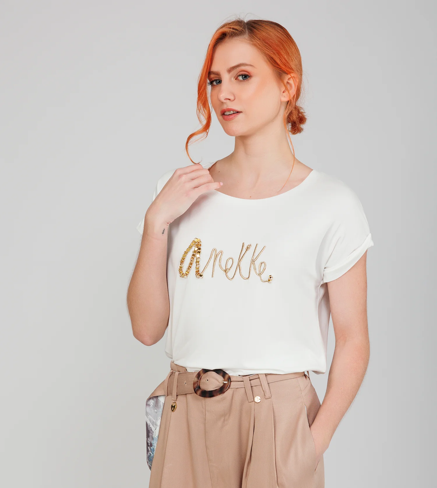 White short-sleeve T-shirt with logo - Image 3