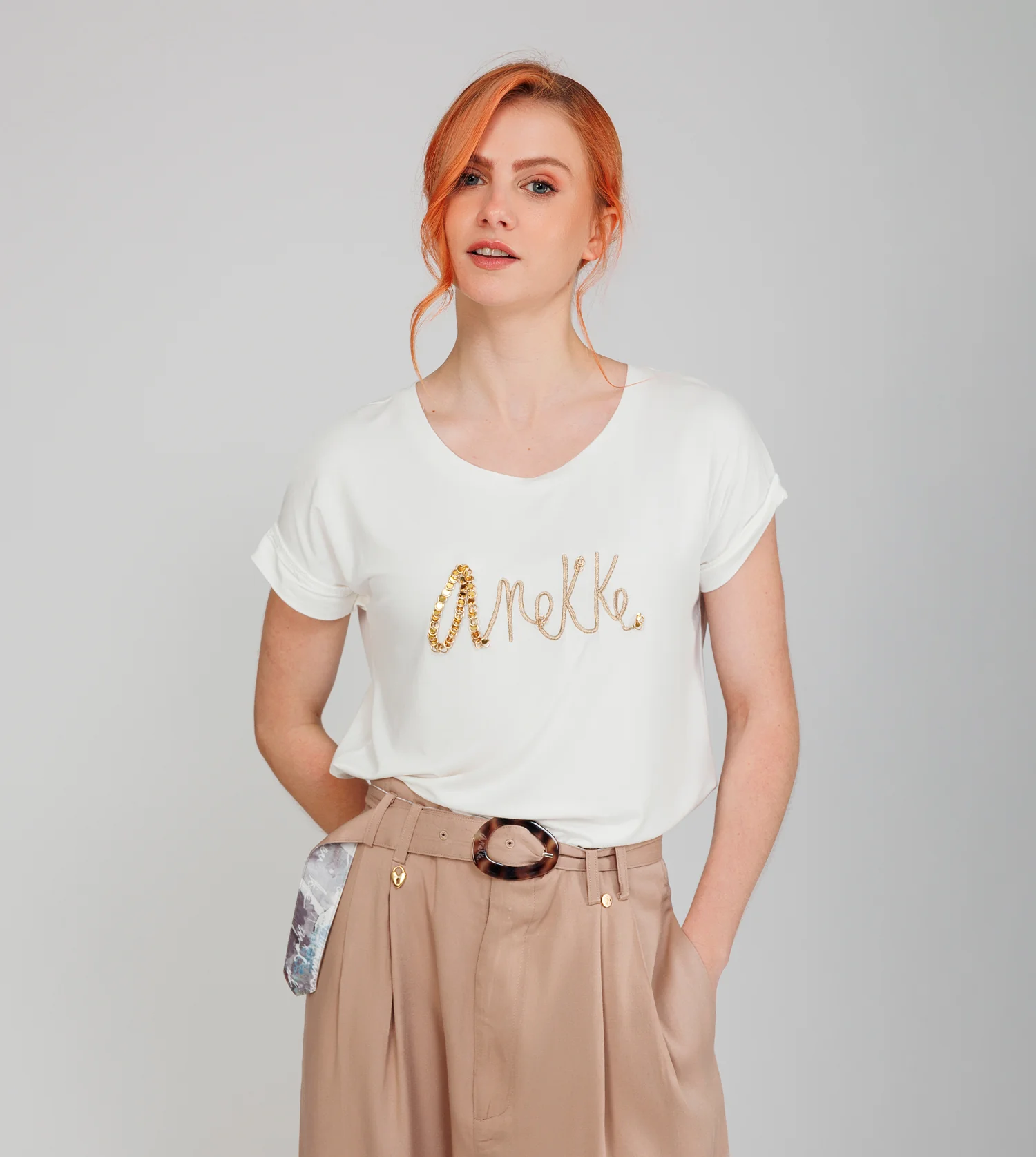 White short-sleeve T-shirt with logo - Image 6